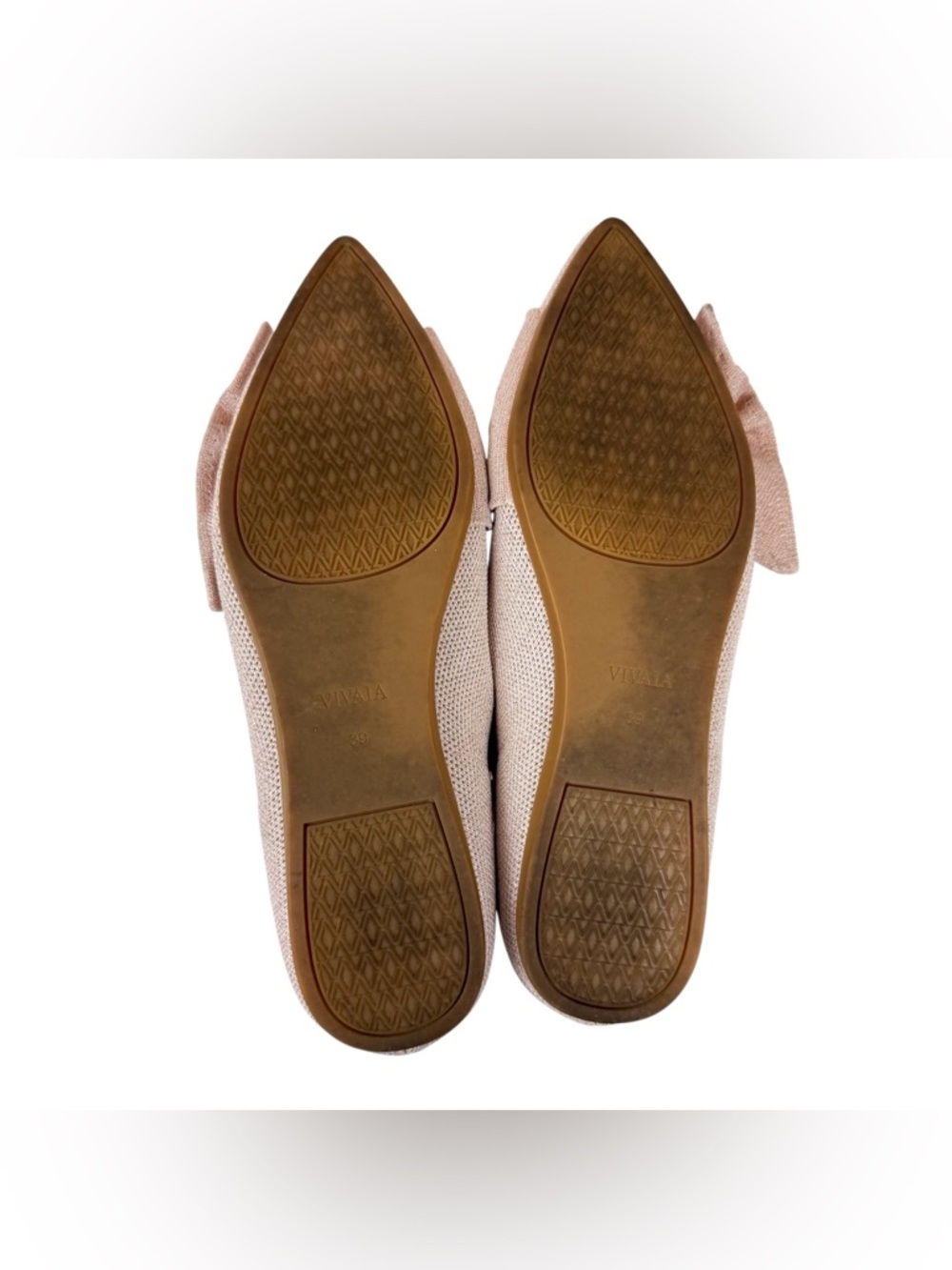 Vivaia Azura Pointed Toe Bow Flats Elegant Bow Style Rose Gold Size 39/8 - Picture 12 of 16